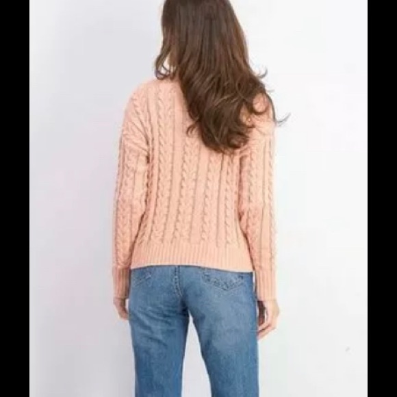 Hippie Rose Women’s Cable Knit Drop Shoulder Pink Sweater Small - Picture 2 of 11